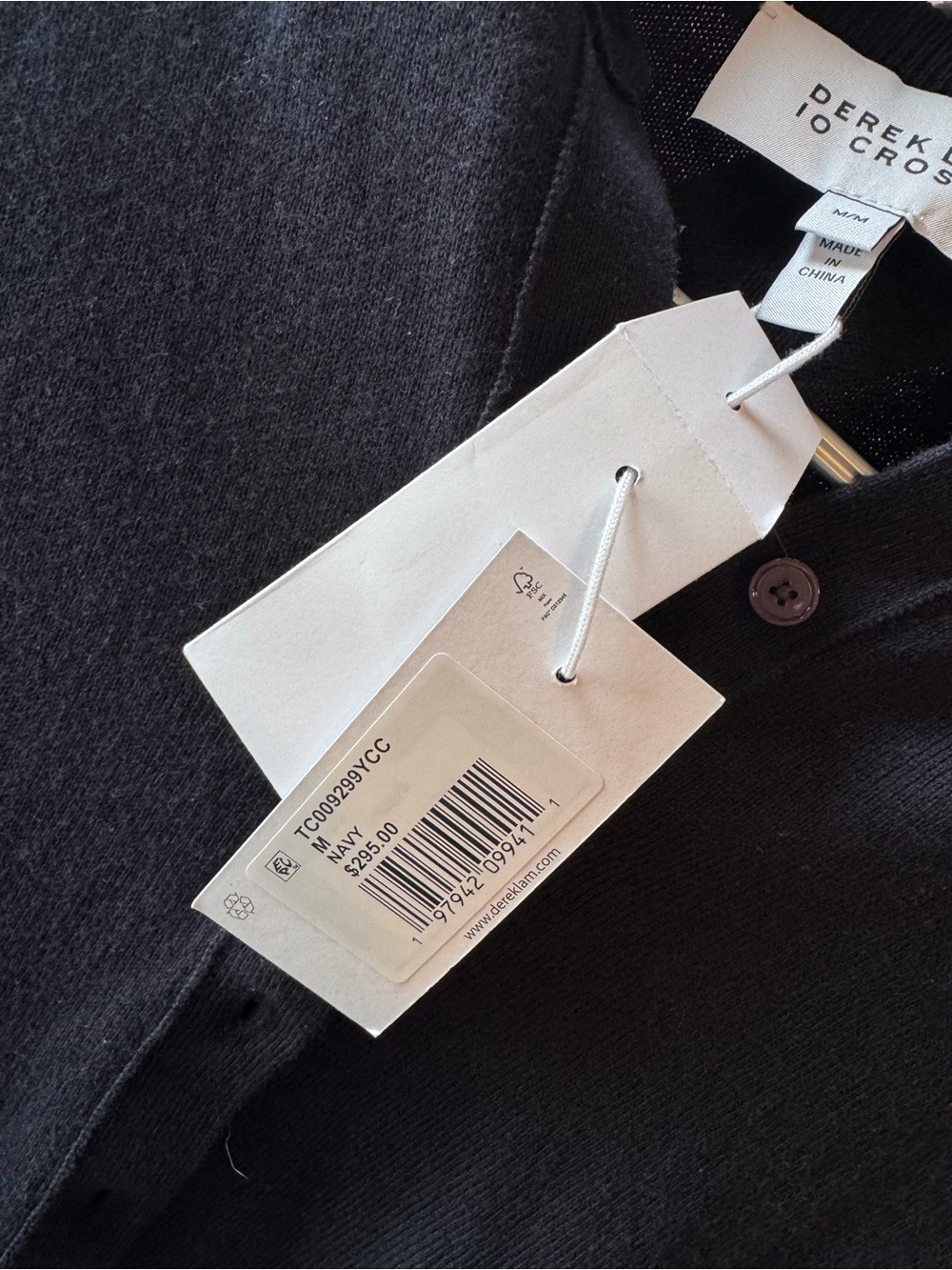 Derek Lam 10 Crosby Navy Crewneck Button-Front Cotton and Cashmere Cardigan - Picture 4 of 15